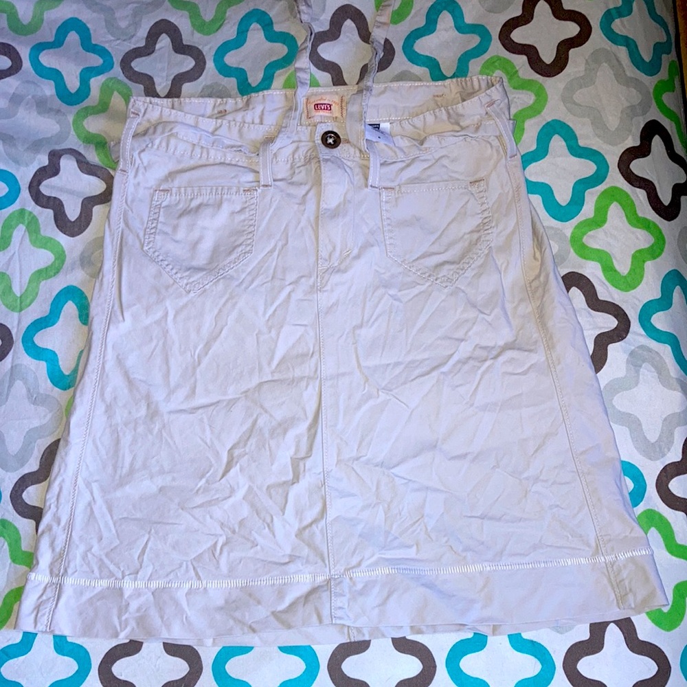 Levis Two Pocket Front Tie Khaki Skirt Women Size 6
